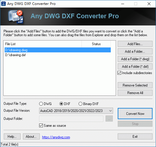 DWG to DXF Converter Pro 2010.11.6