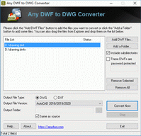 Batch convert DWF files to AutoCAD DWG and DXF files.