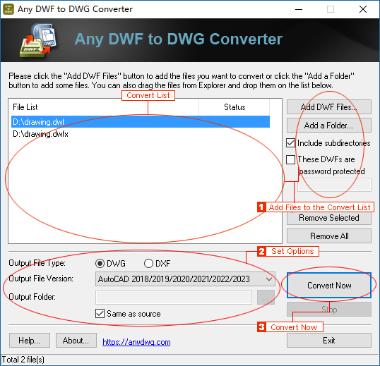 How to convert DWF to DWG/DXF
