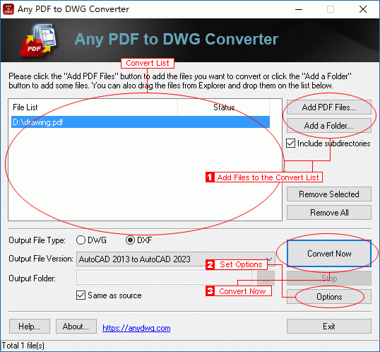 convert from pdf to autocad