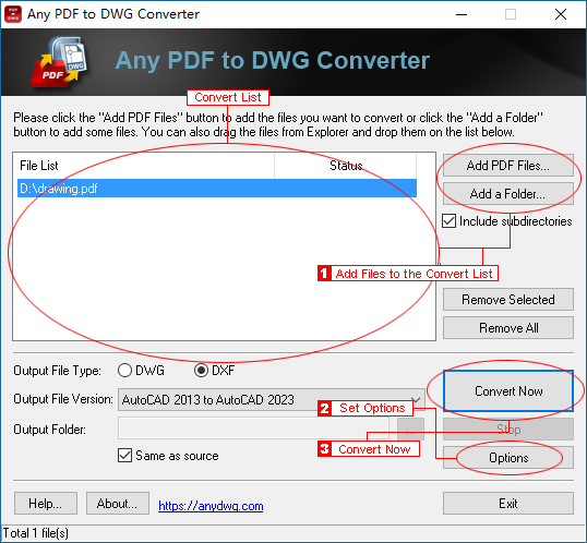 convert dwg to dxf